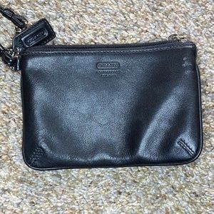 Coach black leather wristlet